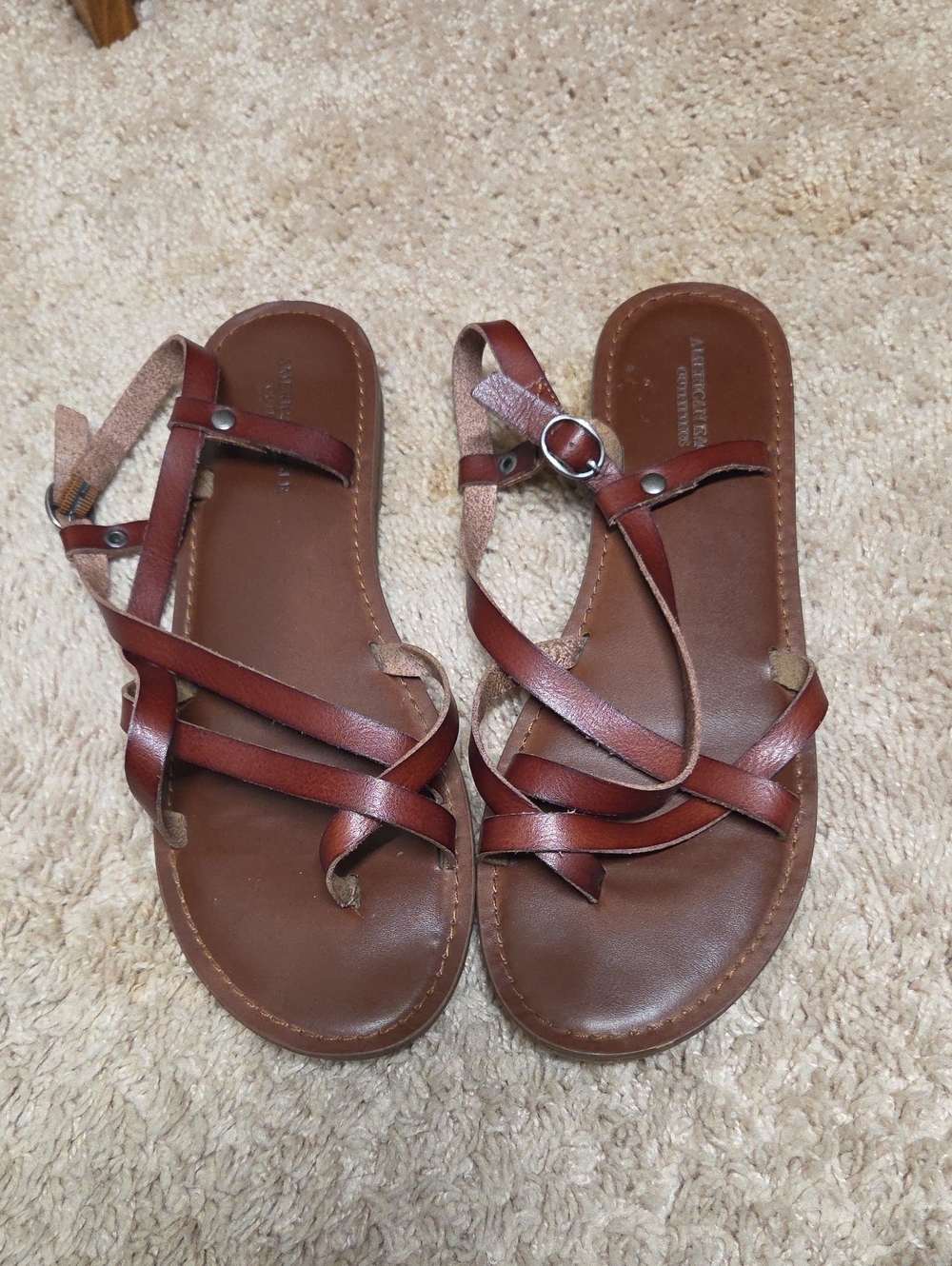 American Eagle Outfitters Brown Leather Strappy Sandals